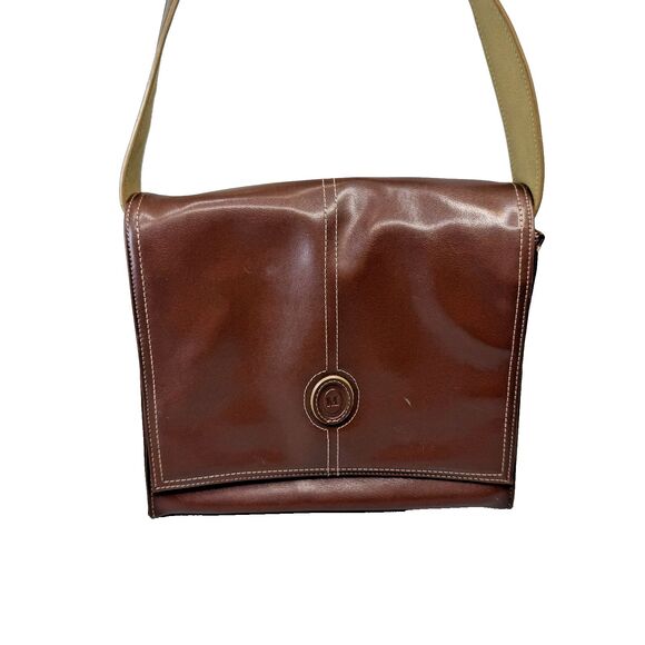 Mondani Handbags - Vintage Mondani New York Brown Faux Leather Structured Shoulder Bag Purse EUC